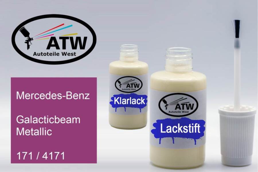 Mercedes-Benz, Galacticbeam Metallic, 171 / 4171: 20ml Lackstift + 20ml Klarlack - Set, von ATW Autoteile West.